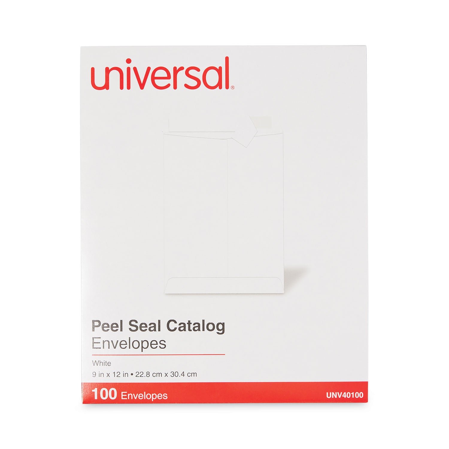 Universal® Peel Seal Strip Catalog Envelope, #10 1/2, Square Flap, Self-Adhesive Closure, 9 x 12, White, 100/Box