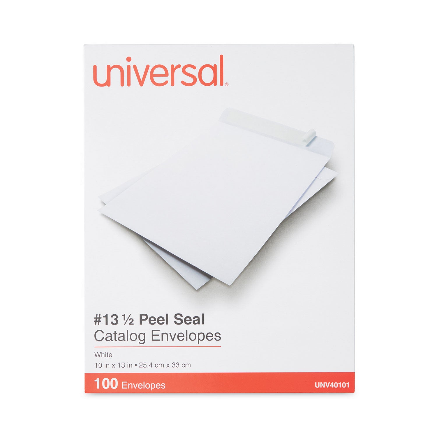 Universal® Peel Seal Strip Catalog Envelope, #13 1/2, Square Flap, Self-Adhesive Closure, 10 x 13, White, 100/Box