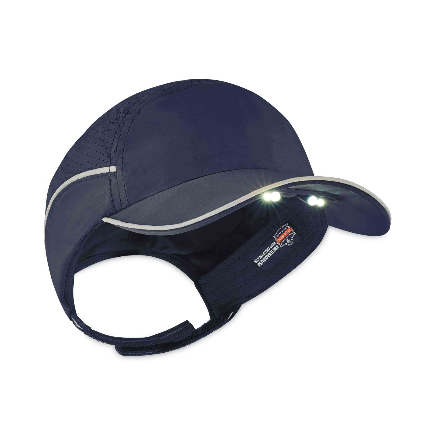 Skullerz 8965 Lightweight Bump Cap Hat with LED Lighting, Short Brim, Navy