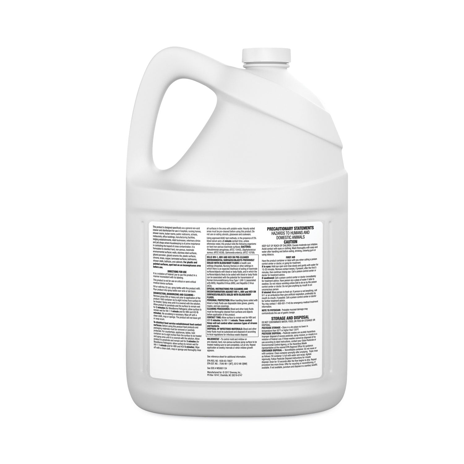 Diversey™ Virex All-Purpose Disinfectant Cleaner, Lemon Scent, 1 gal Container, 2/Carton