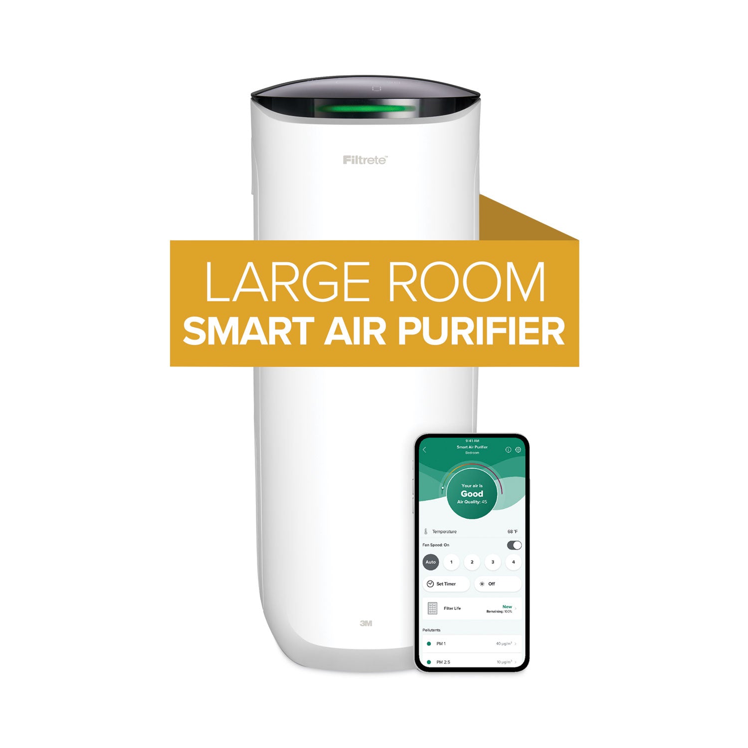 Filtrete™ Smart Large Room Air Purifier, 310 sq ft Room Capacity, White