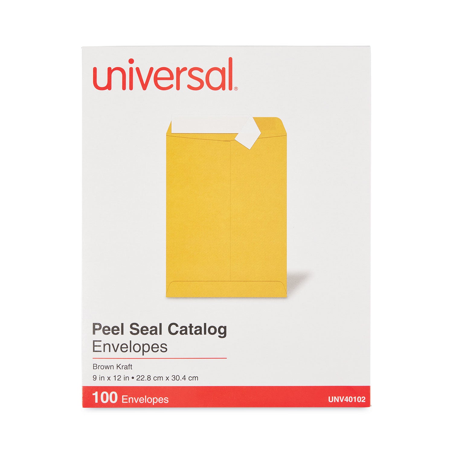 Universal® Peel Seal Strip Catalog Envelope, #10 1/2, Square Flap, Self-Adhesive Closure, 9 x 12, Natural Kraft, 100/Box