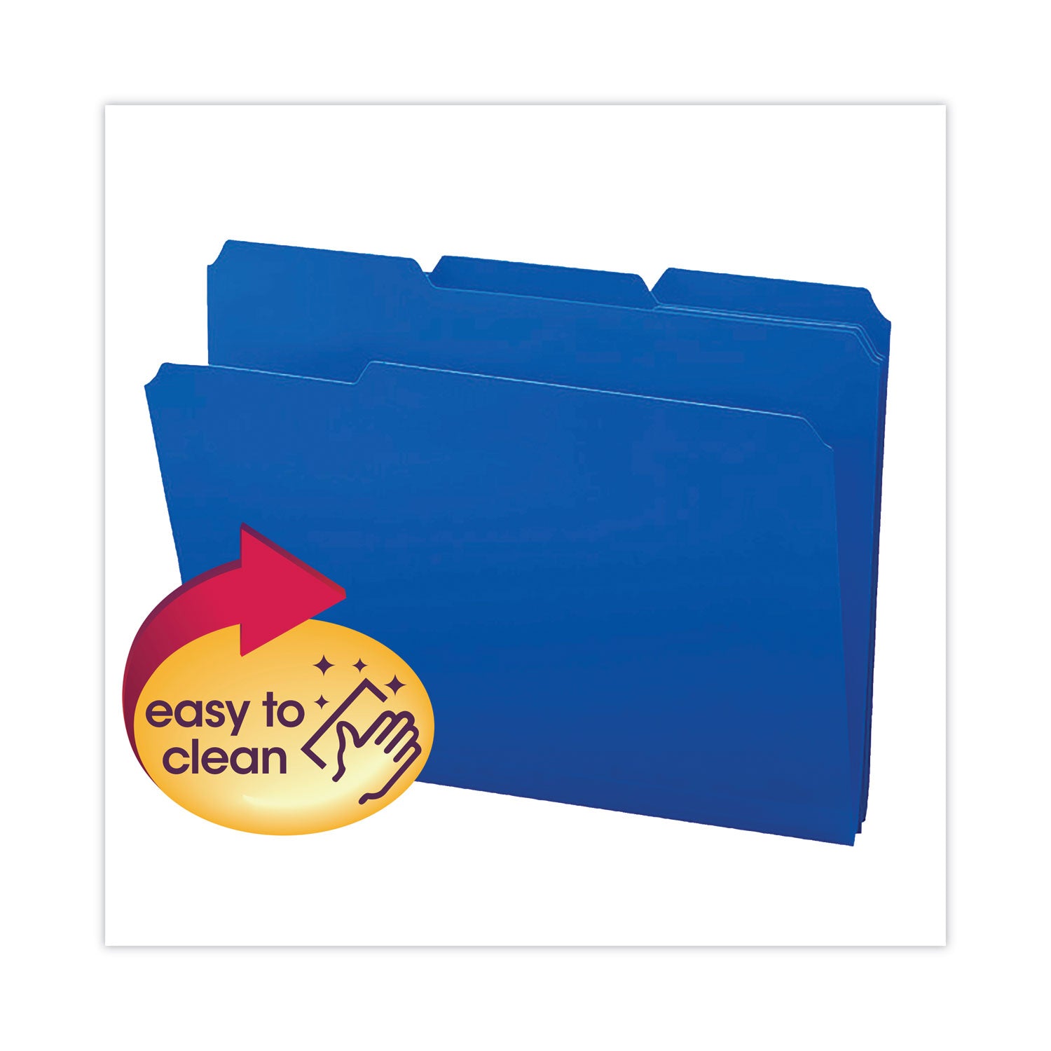 Smead™ Top Tab Poly Colored File Folders, 1/3-Cut Tabs: Assorted, Letter Size, 0.75" Expansion, Blue, 24/Box