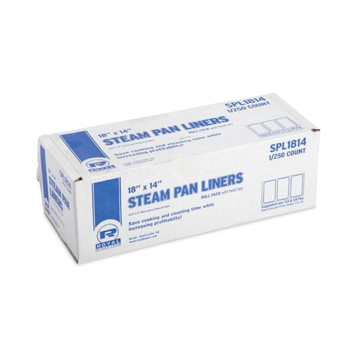 AmerCareRoyal® Steam Pan Liners for 1/3-Size Pans, Includes Twist-Ties, 18" x 14", Clear, 250/Carton