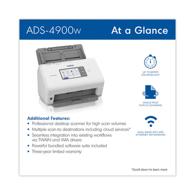 ADS-4900W Professional Desktop Scanner, 600 dpi Optical Resolution, 100-Sheet Auto Document Feeder Flipcost Flipcost