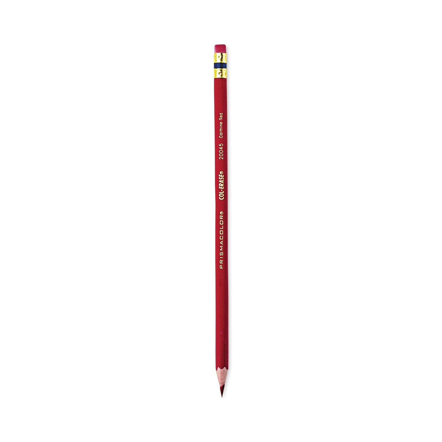 Col-Erase Pencil with Eraser, 0.7 mm, 2B, Carmine Red Lead, Carmine Red Barrel, Dozen