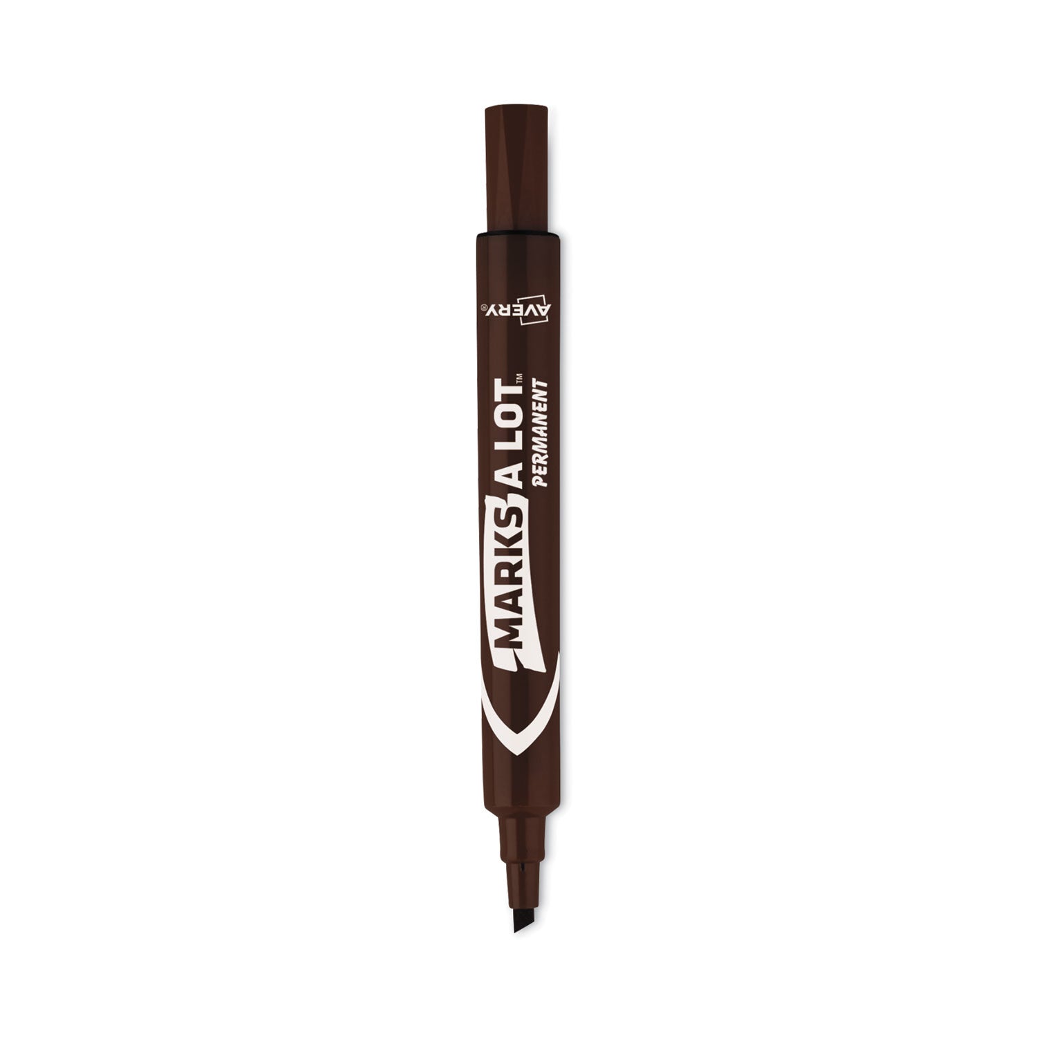 MARKS A LOT Large Desk-Style Permanent Marker, Broad Chisel Tip, Brown, Dozen (8881)