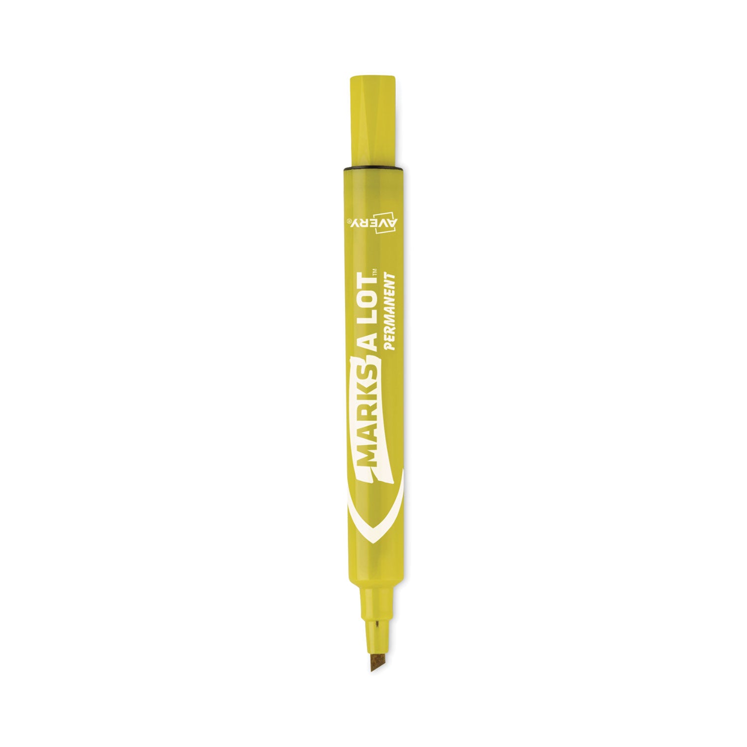 MARKS A LOT Large Desk-Style Permanent Marker, Broad Chisel Tip, Yellow, Dozen (8882)