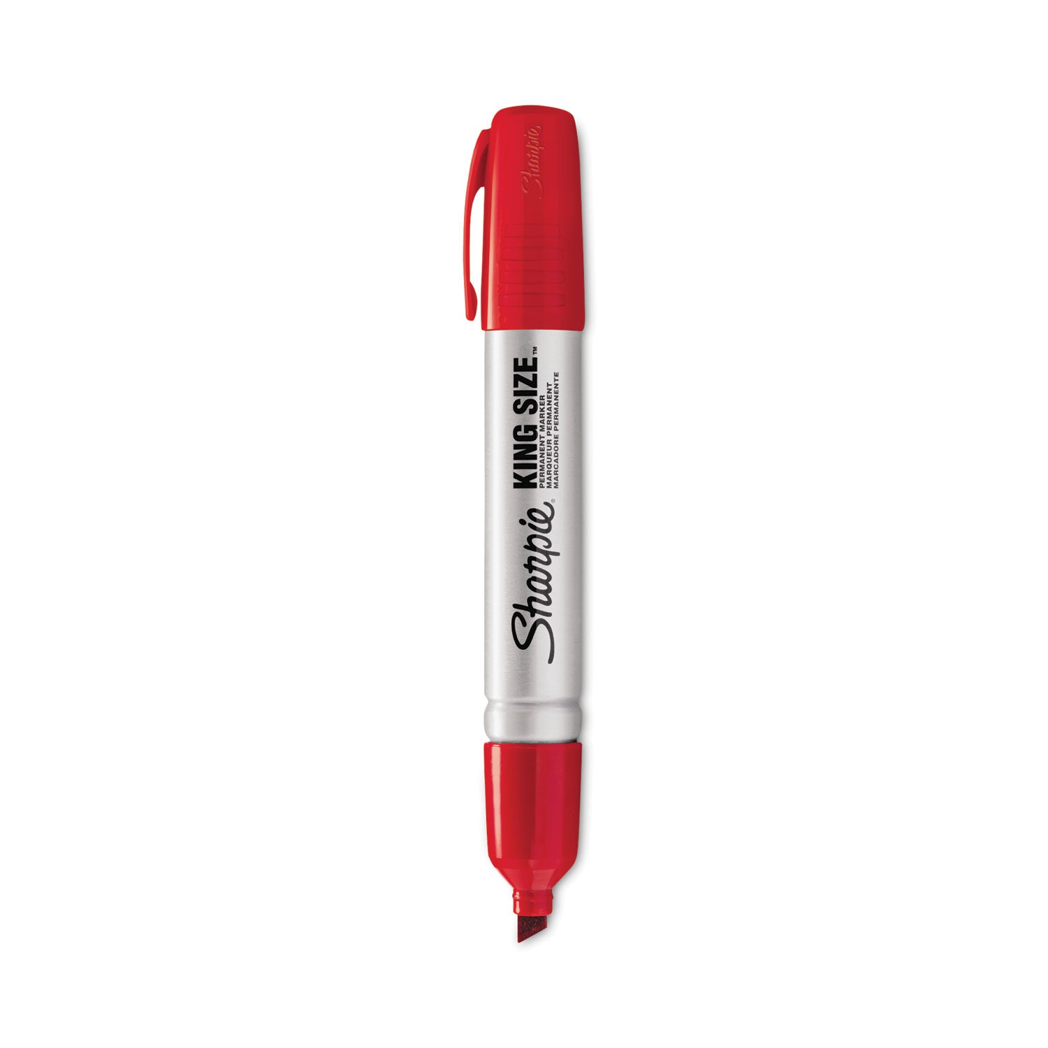 King Size Permanent Marker, Broad Chisel Tip, Red, Dozen