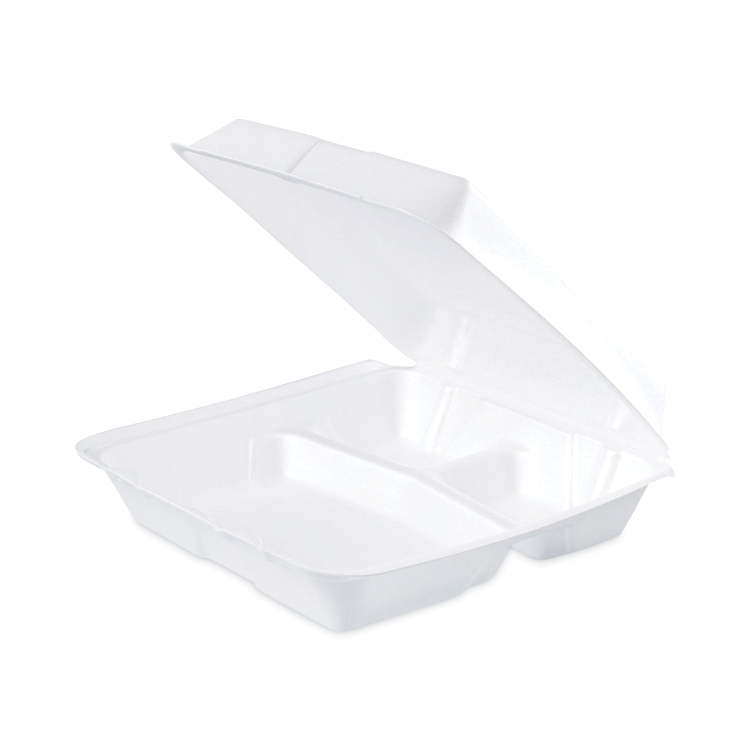 Dart® Insulated Foam Hinged Lid Containers, 3-Compartment, 9.3 x 9.5 x 3, White, 200/Pack, 2 Packs/Carton