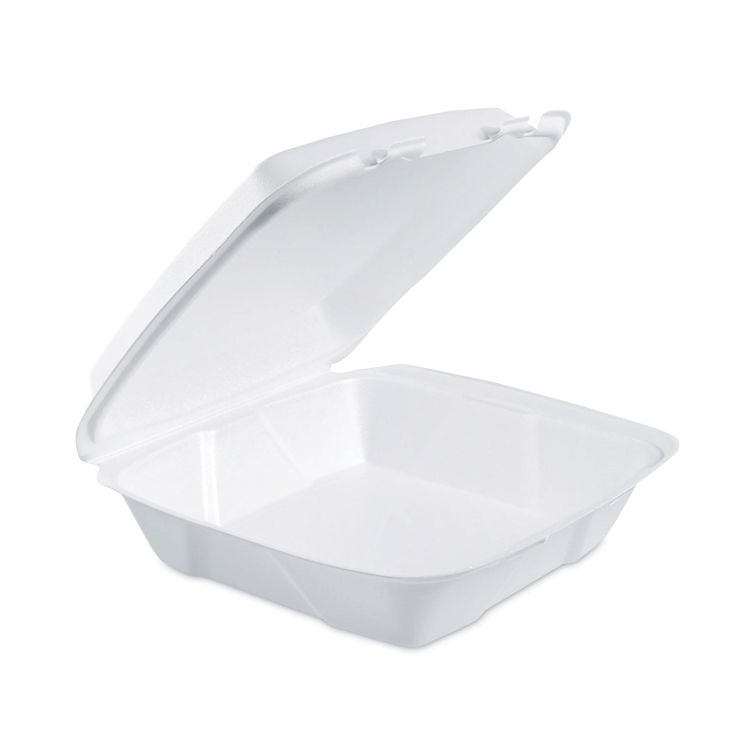 Insulated Foam Hinged Lid Containers, 1-Compartment, 9.01 x 9.4 x 3, White, 100/Pack, 2 Packs/Carton