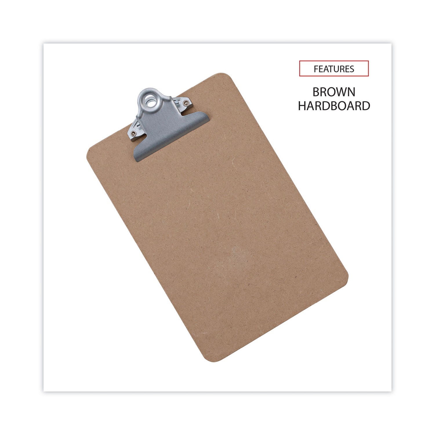 Universal® Hardboard Clipboard, 0.75" Clip Capacity, Holds 5 x 8 Sheets, Brown, 3/Pack