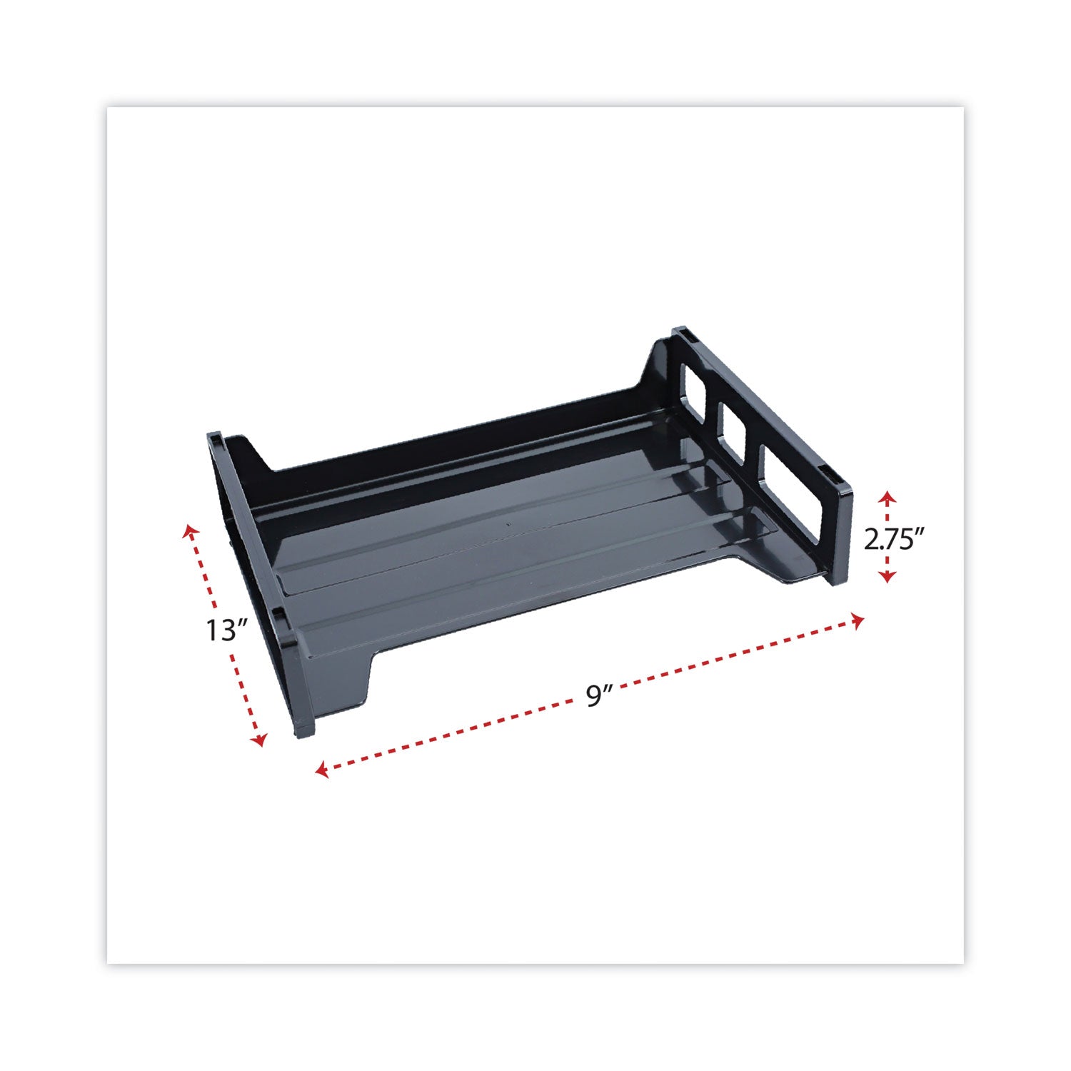 Universal® Recycled Plastic Side Load Desk Trays, 2 Sections, Letter Size Files, 13" x 9" x 2.75", Black