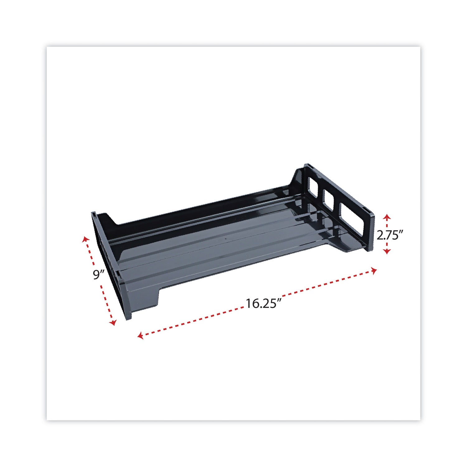 Universal® Recycled Plastic Side Load Desk Trays, 2 Sections, Legal Size Files, 16.25" x 9" x 2.75", Black