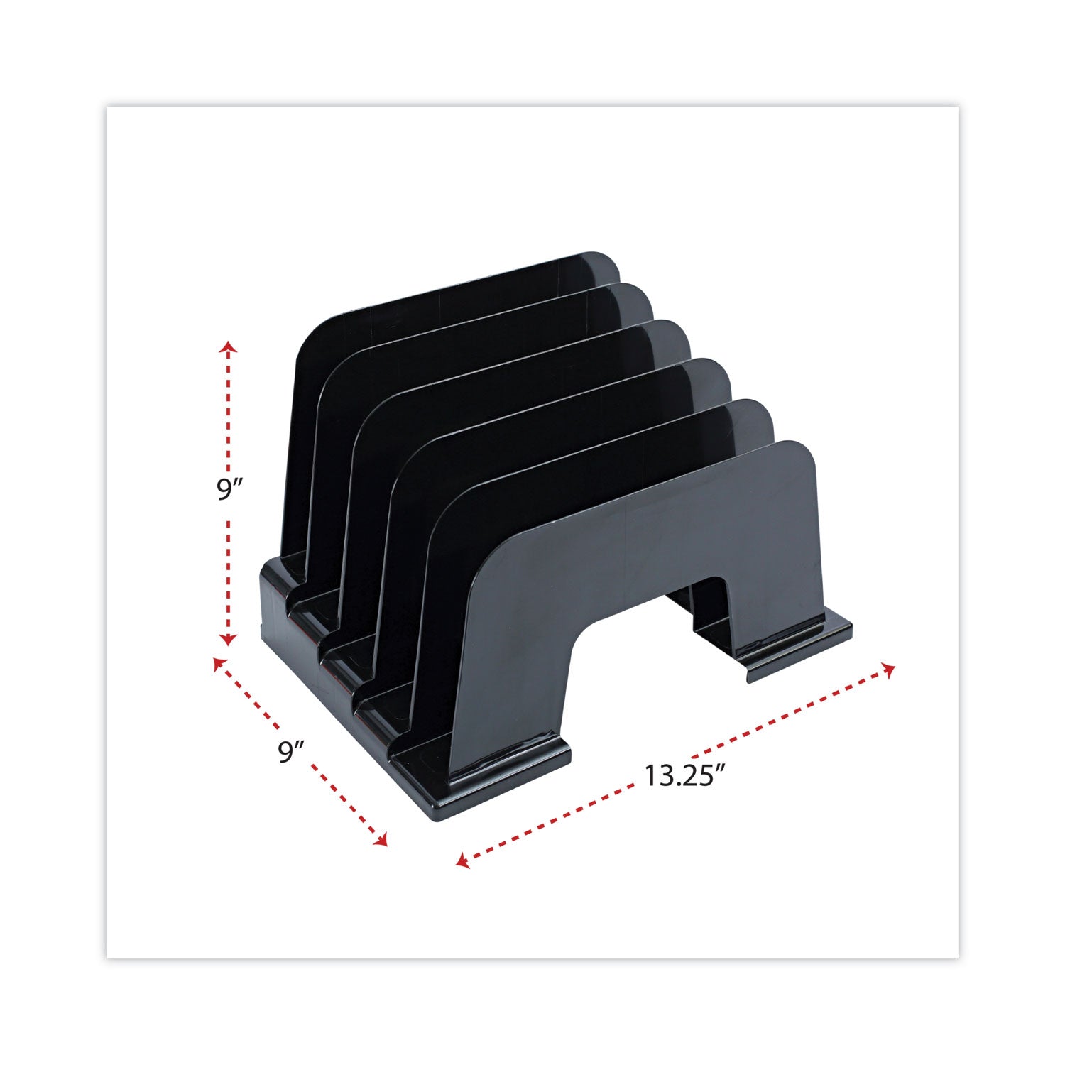 Universal® Recycled Plastic Incline Sorter, 5 Sections, Letter Size Files, 13.25" x 9" x 9", Black