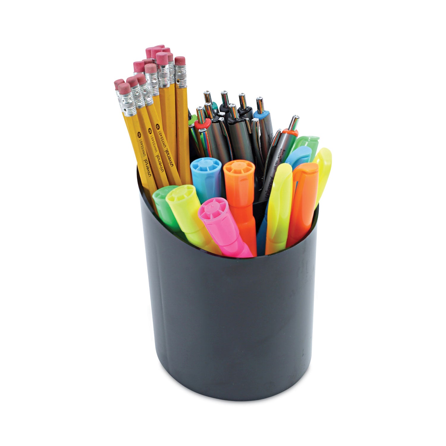 Universal® Recycled Big Pencil Cup, Plastic, 4.38" Diameter x 5.63"h, Black