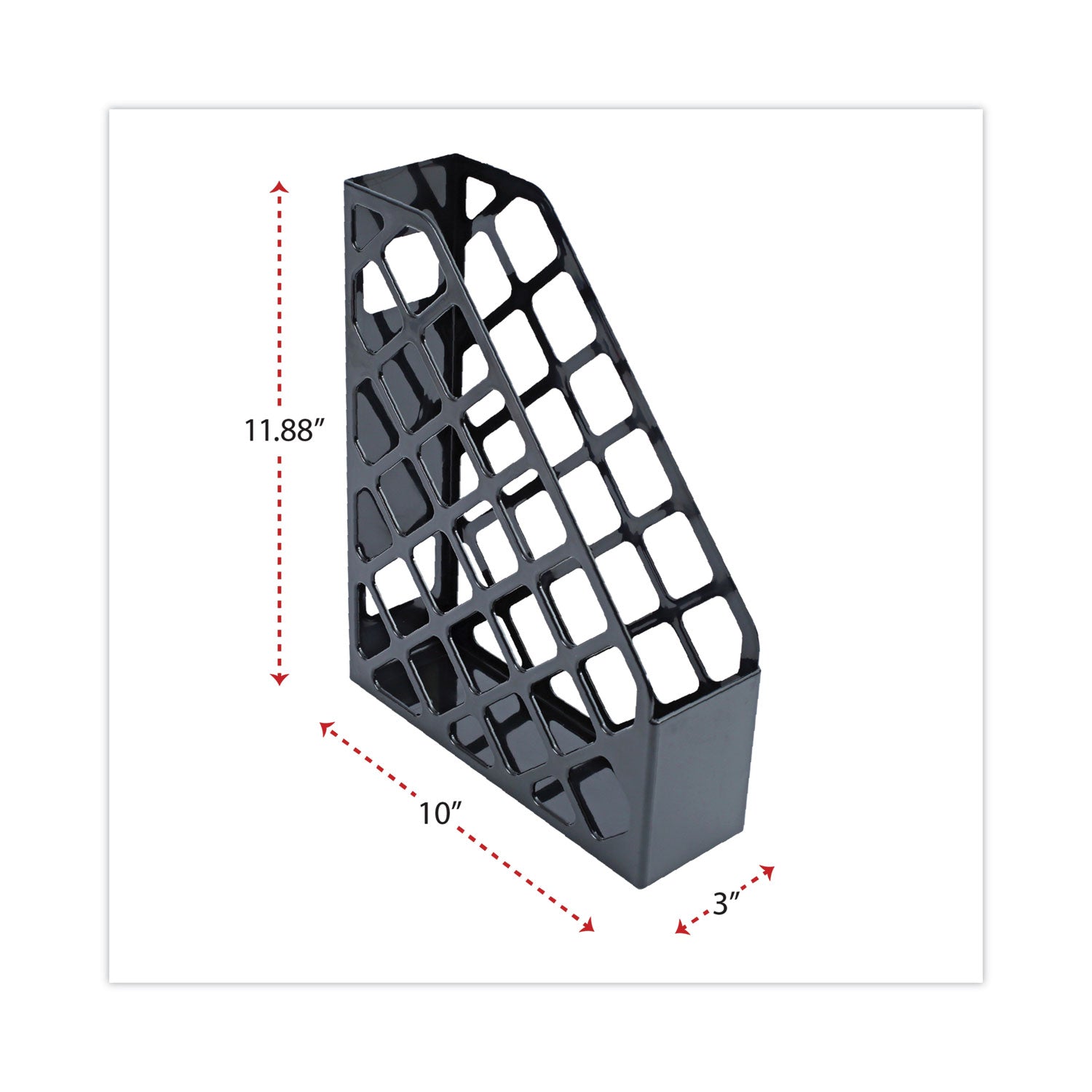 Universal® Recycled Plastic Magazine File, 3 x 10 x 11.88, Black