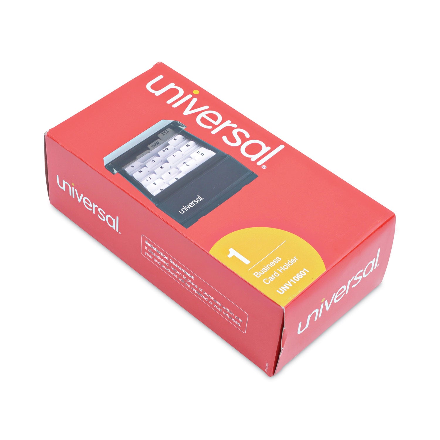 Universal® Business Card File, Holds 600 2 x 3.5 Cards, 4.25 x 8.25 x 2.5, Metal/Plastic, Black