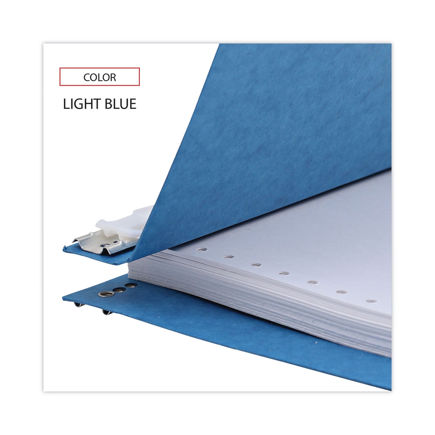 Universal® Pressboard Hanging Binder, 2 Posts, 6" Capacity, 9.5 x 11, Light Blue