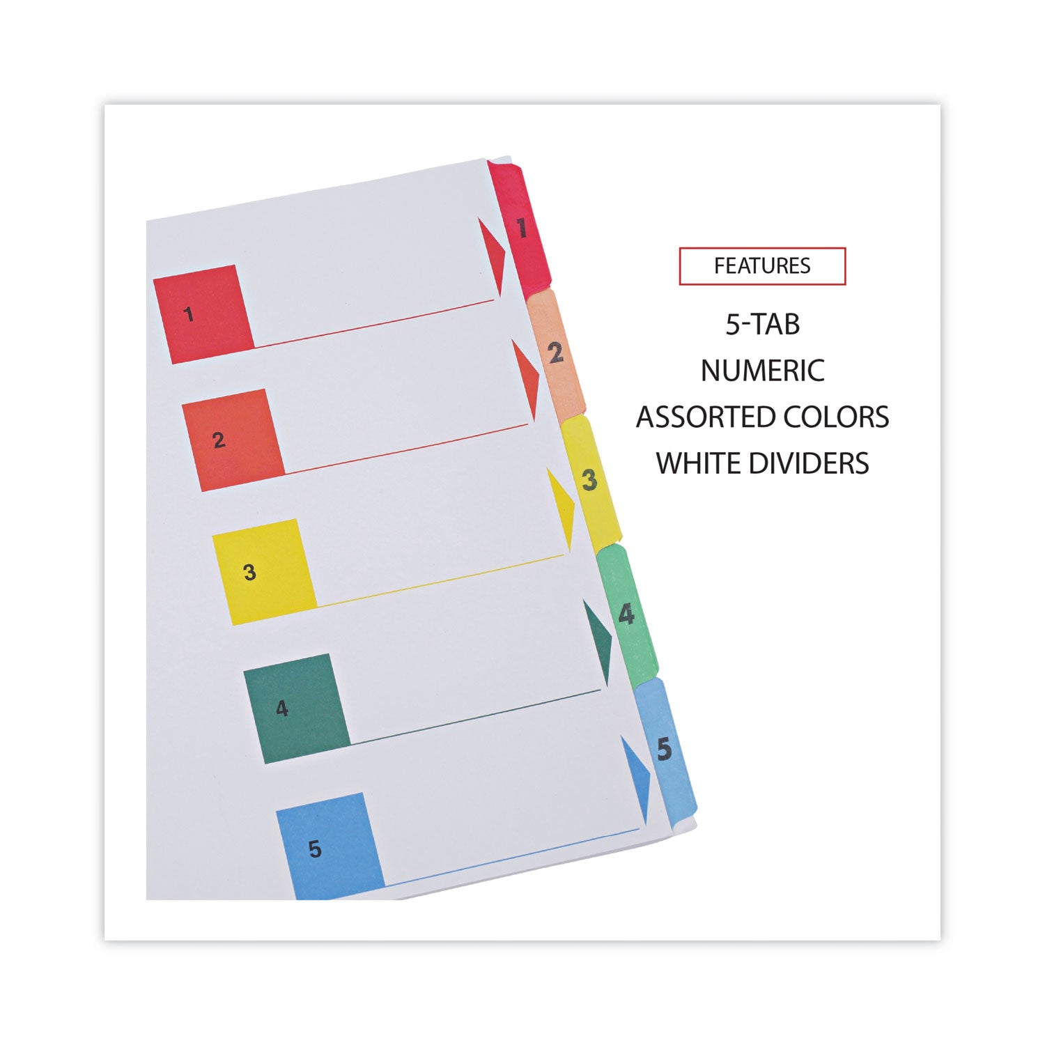 Universal® Deluxe Table of Contents Dividers for Printers, 5-Tab, 1 to 5; Table Of Contents, 11 x 8.5, White, 6 Sets