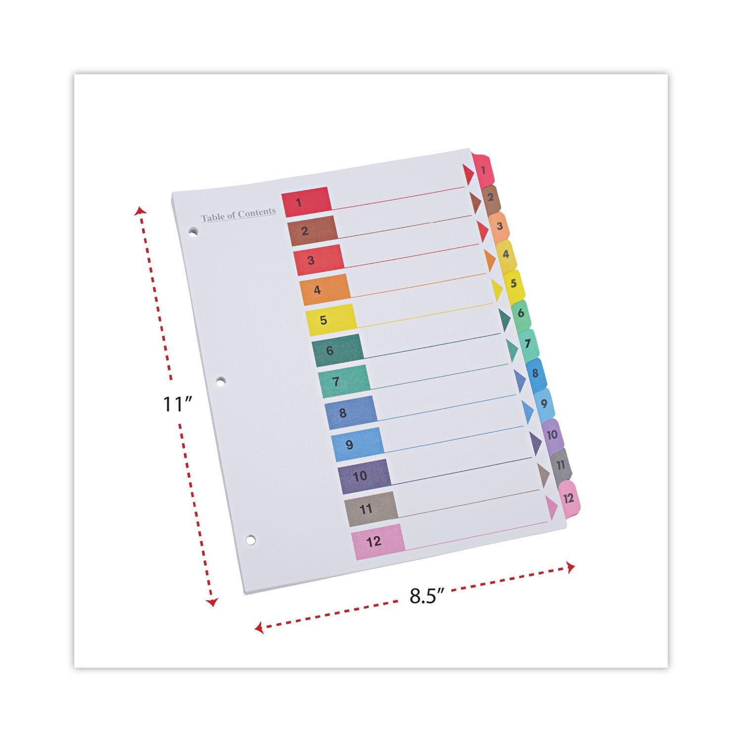 Universal® Deluxe Table of Contents Dividers for Printers, 12-Tab, 1 to 12; Table Of Contents, 11 x 8.5, White, 6 Sets