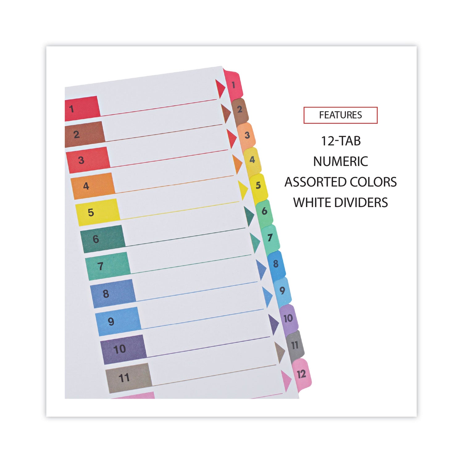 Universal® Deluxe Table of Contents Dividers for Printers, 12-Tab, 1 to 12; Table Of Contents, 11 x 8.5, White, 6 Sets