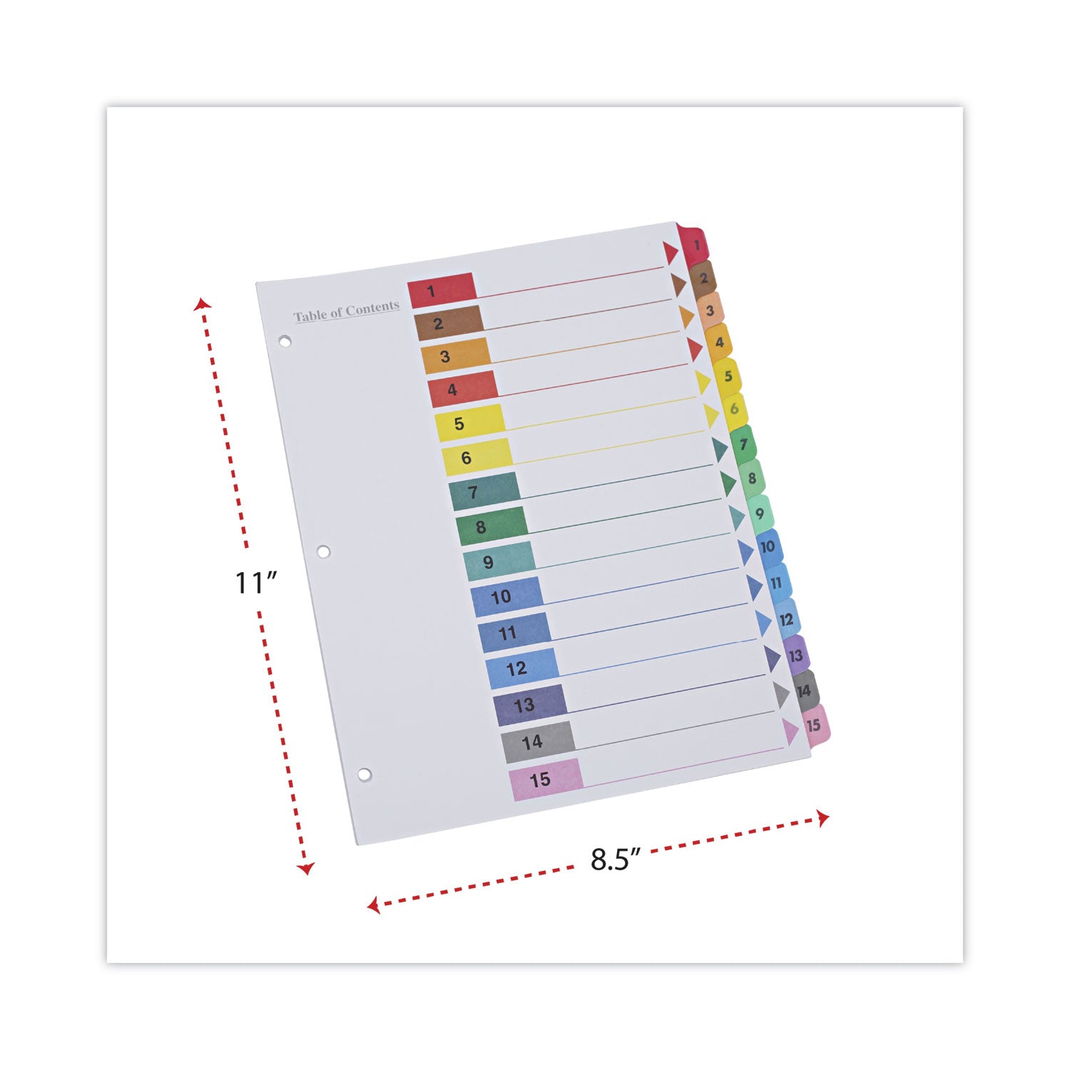 Universal® Deluxe Table of Contents Dividers for Printers, 15-Tab, 1 to 15; Table Of Contents, 11 x 8.5, White, 6 Sets