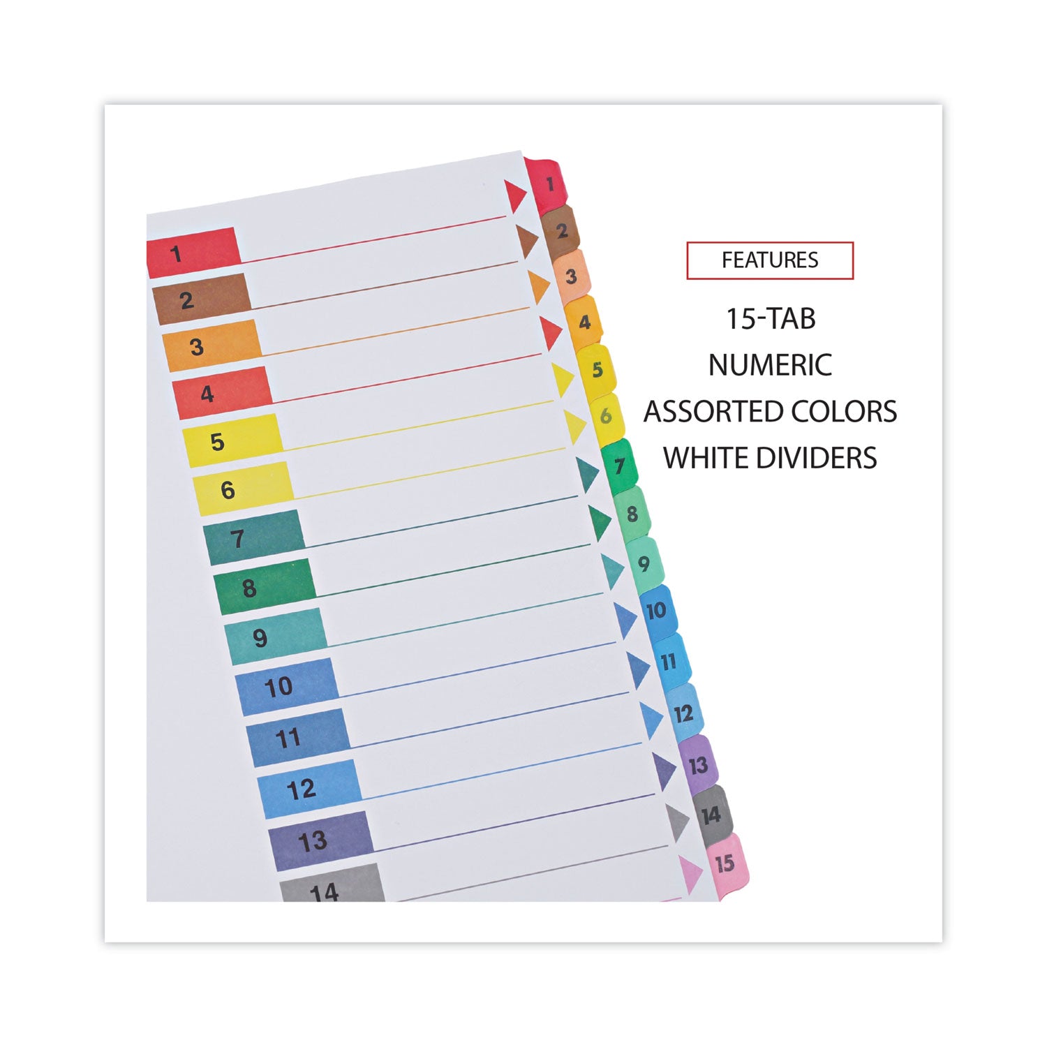 Universal® Deluxe Table of Contents Dividers for Printers, 15-Tab, 1 to 15; Table Of Contents, 11 x 8.5, White, 6 Sets