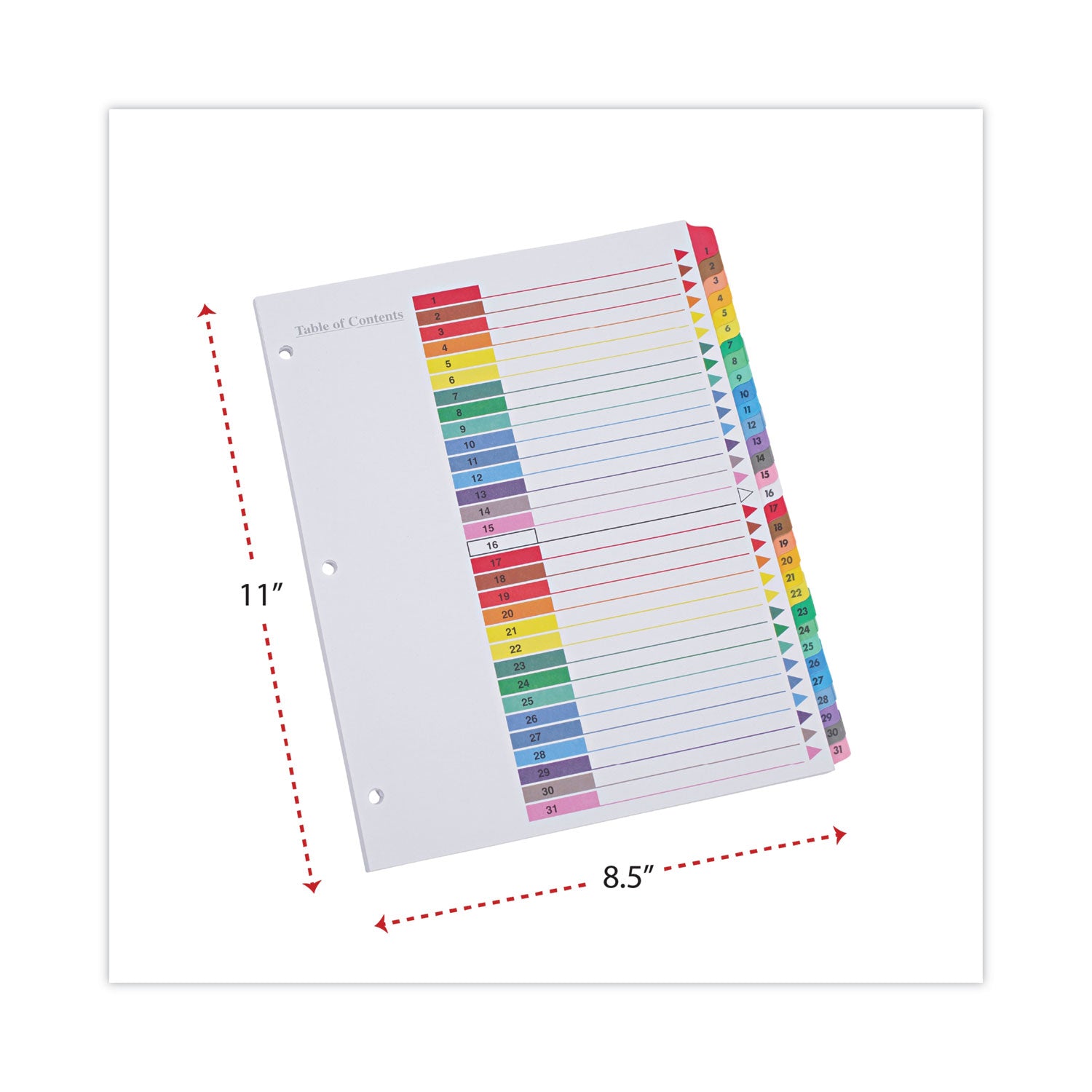 Universal® Deluxe Table of Contents Dividers for Printers, 31-Tab, 1 to 31, 11 x 8.5, White, 1 Set