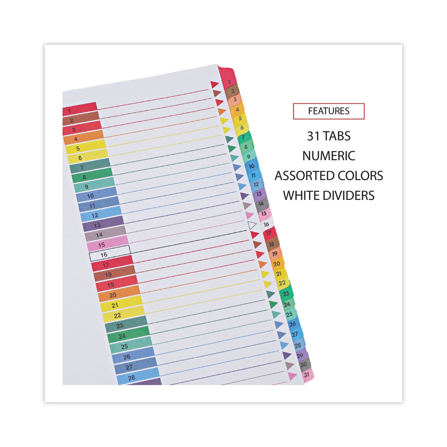 Universal® Deluxe Table of Contents Dividers for Printers, 31-Tab, 1 to 31, 11 x 8.5, White, 1 Set