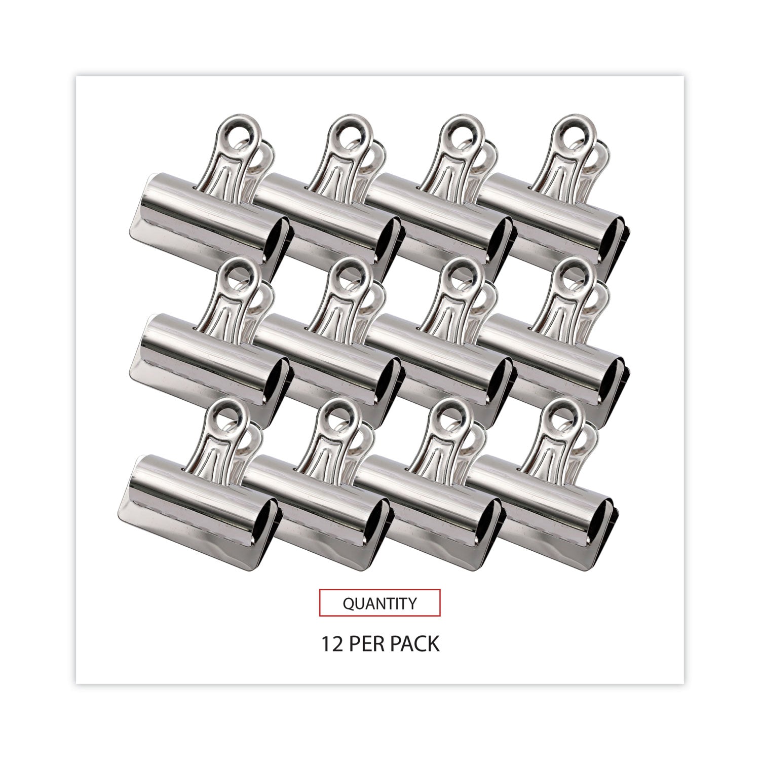 Universal® Bulldog Clips, Jumbo, Nickel, 12/Pack