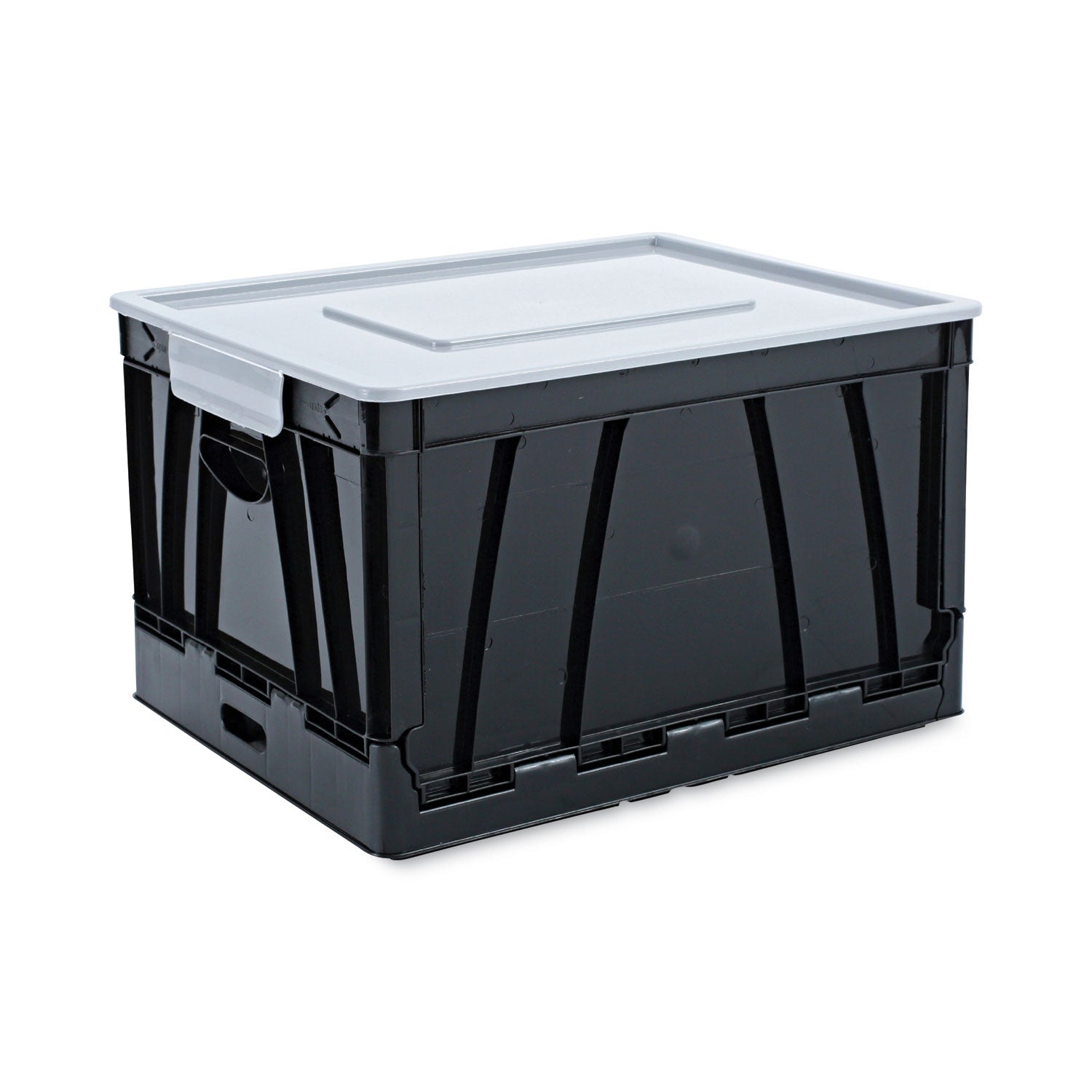 Collapsible Crate, Letter/Legal Files, 17.25" x 14.25" x 10.5", Black/Gray, 2/Pack