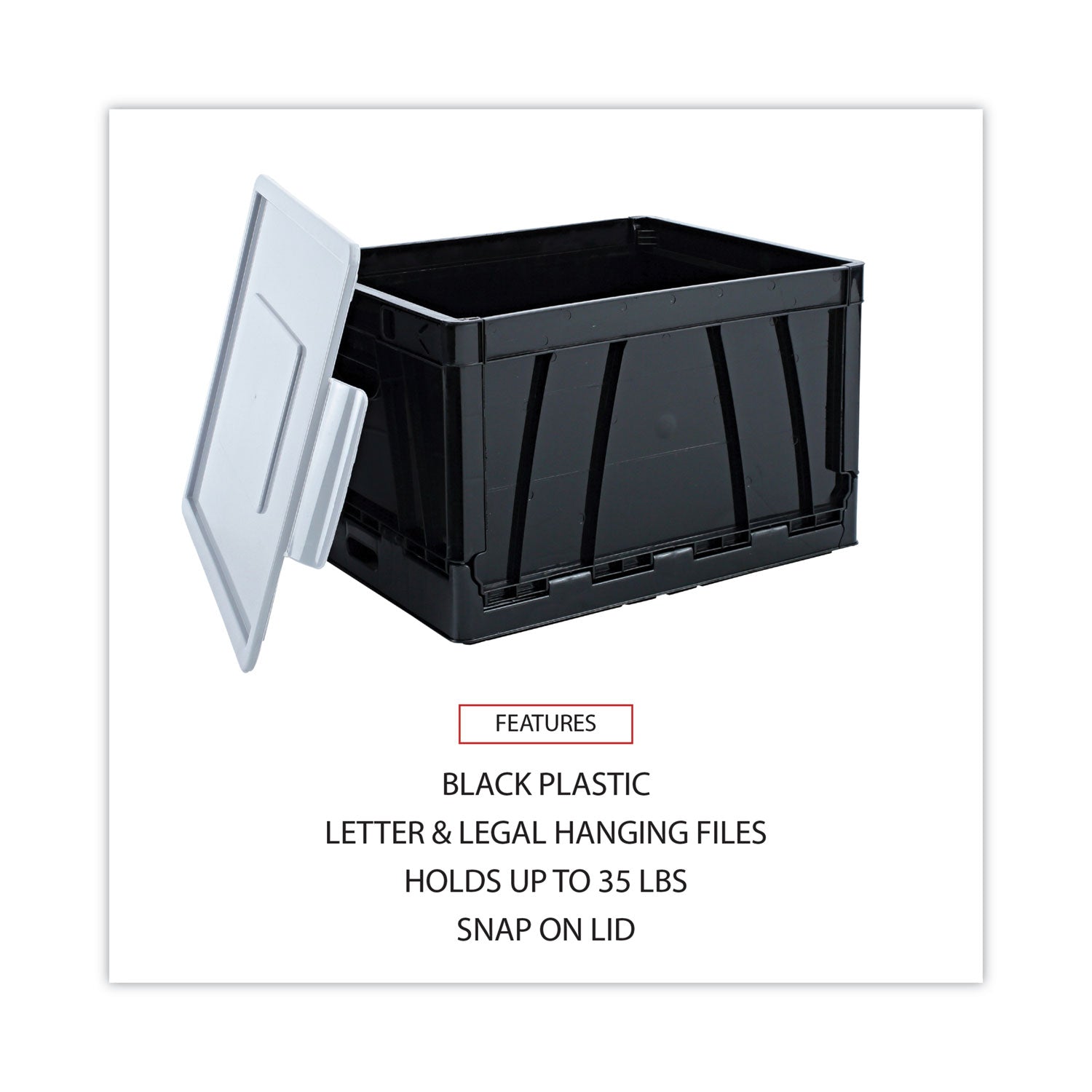 Universal® Collapsible Crate, Letter/Legal Files, 17.25" x 14.25" x 10.5", Black/Gray, 2/Pack