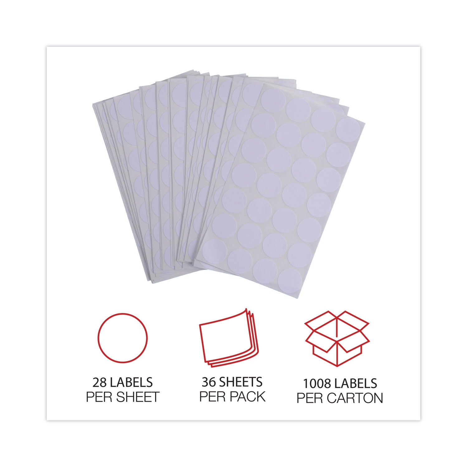 Universal® Self-Adhesive Removable Color-Coding Labels, 0.75" dia, White, 28/Sheet, 36 Sheets/Pack