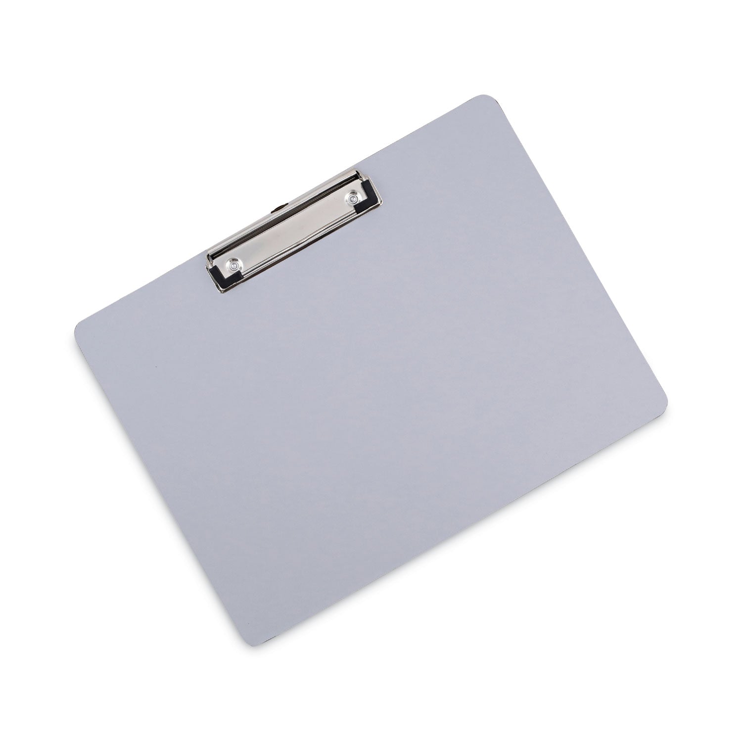 Universal® Plastic Brushed Aluminum Clipboard, Landscape Orientation, 0.5" Clip Capacity, Holds 11 x 8.5 Sheets, Silver