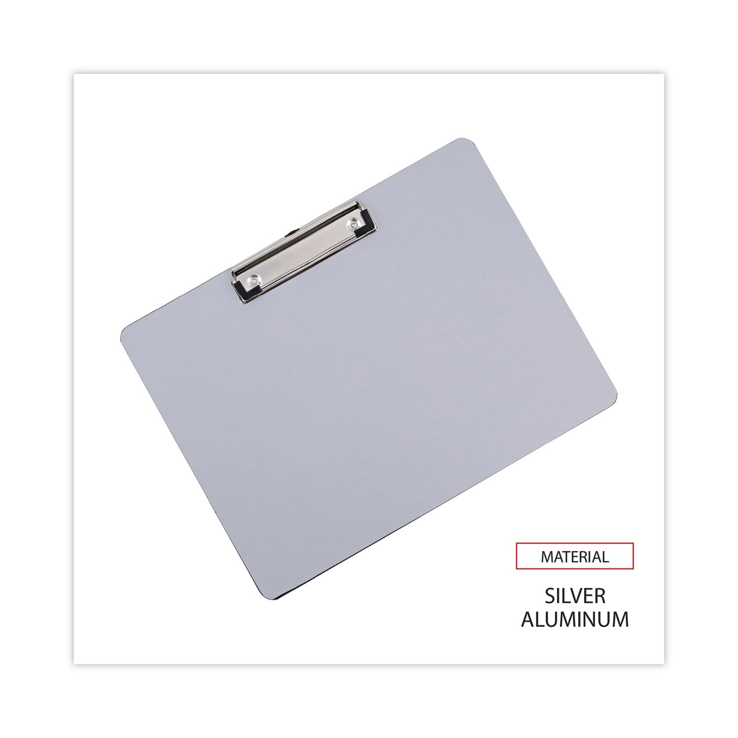 Universal® Plastic Brushed Aluminum Clipboard, Landscape Orientation, 0.5" Clip Capacity, Holds 11 x 8.5 Sheets, Silver