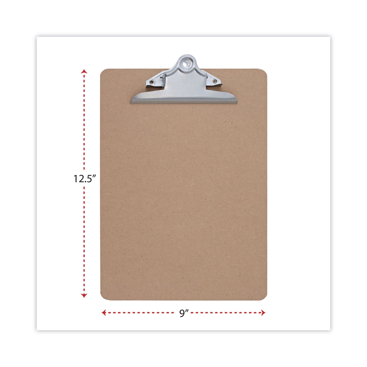 Universal® Hardboard Clipboard, 1.25" Clip Capacity, Holds 8.5 x 11 Sheets, Brown