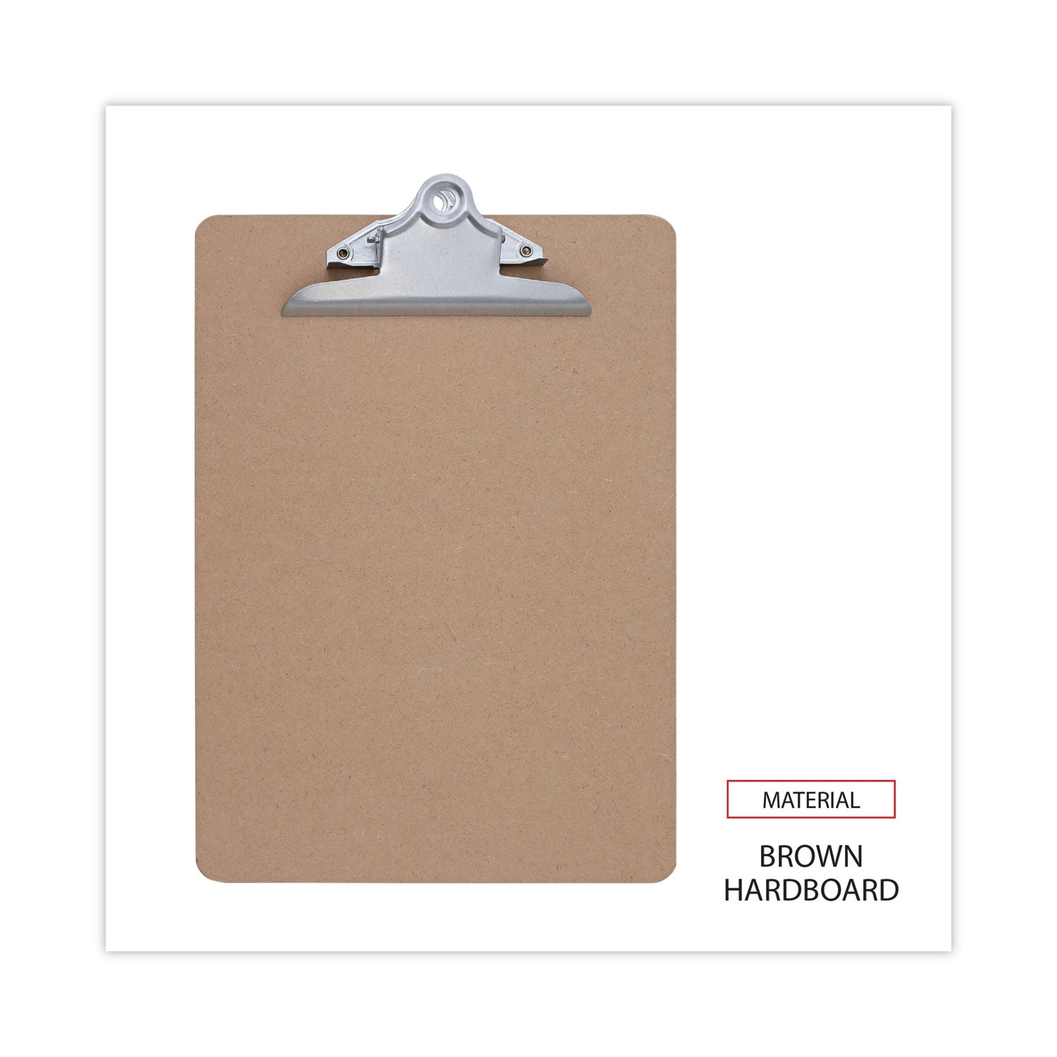 Universal® Hardboard Clipboard, 1.25" Clip Capacity, Holds 8.5 x 11 Sheets, Brown