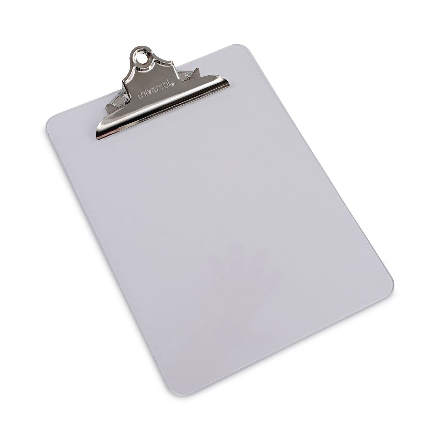 Universal® Plastic Clipboard with High Capacity Clip, 1.25" Clip Capacity, Holds 8.5 x 11 Sheets, Clear