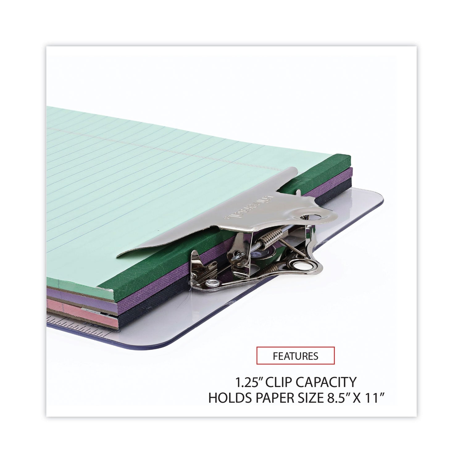 Universal® Plastic Clipboard with High Capacity Clip, 1.25" Clip Capacity, Holds 8.5 x 11 Sheets, Clear