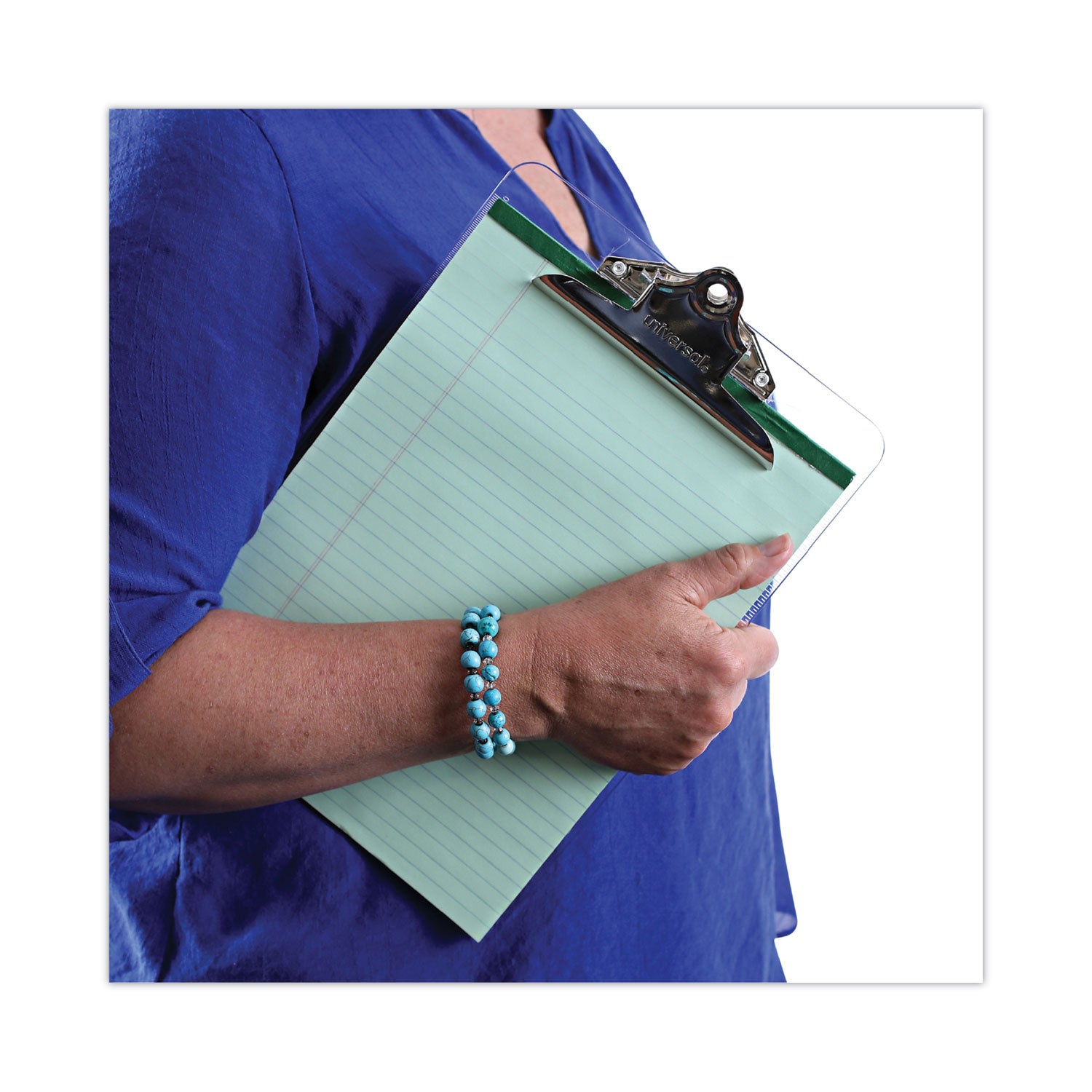 Universal® Plastic Clipboard with High Capacity Clip, 1.25" Clip Capacity, Holds 8.5 x 11 Sheets, Clear