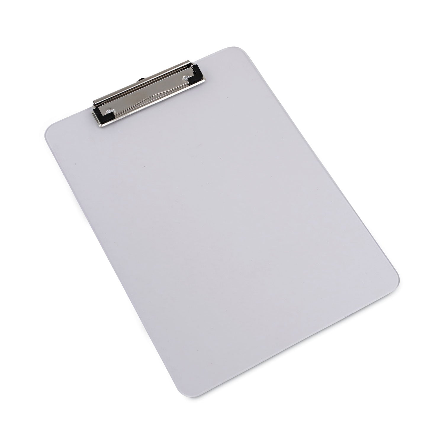 Universal® Plastic Clipboard with Low Profile Clip, 0.5" Clip Capacity, Holds 8.5 x 11 Sheets, Clear