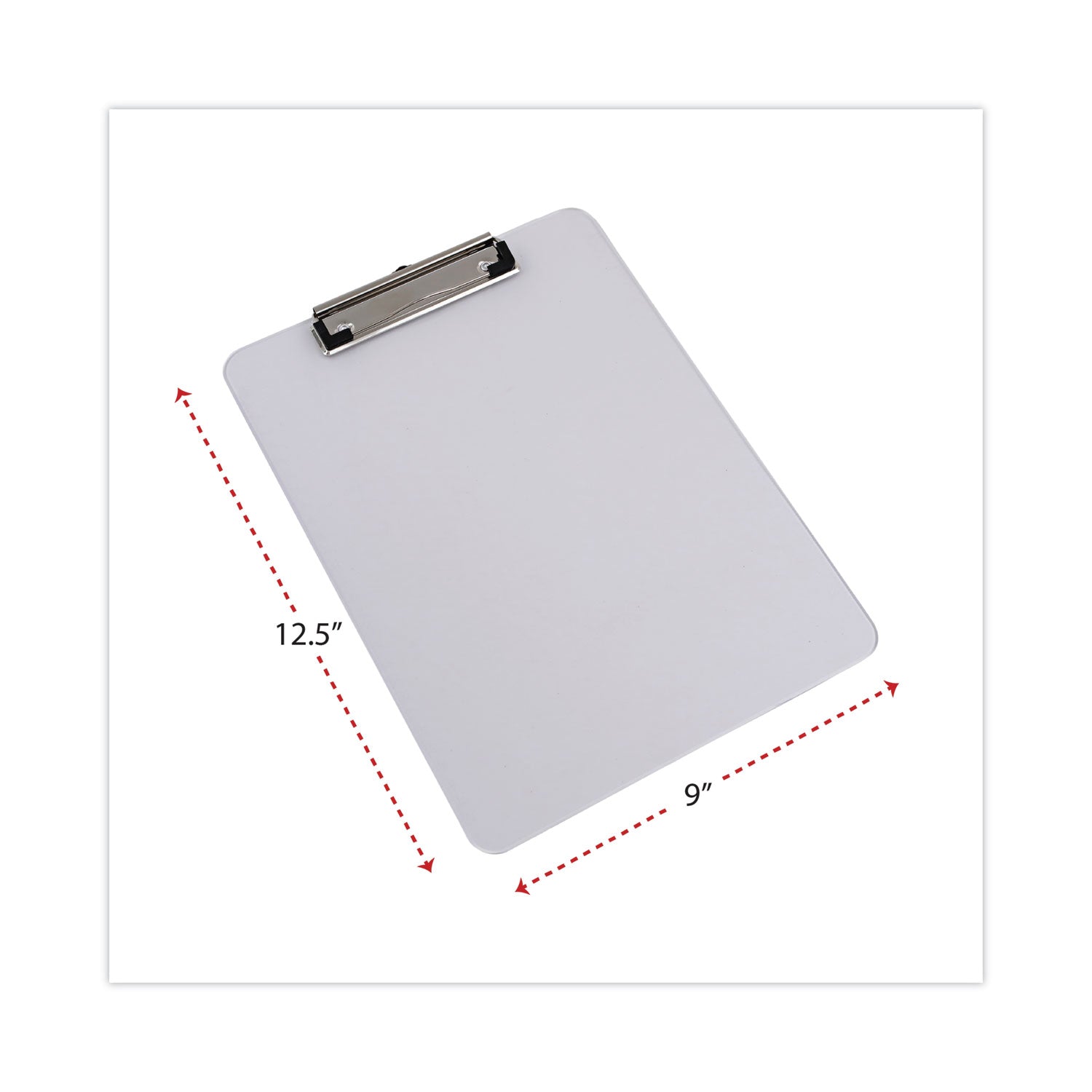 Universal® Plastic Clipboard with Low Profile Clip, 0.5" Clip Capacity, Holds 8.5 x 11 Sheets, Clear