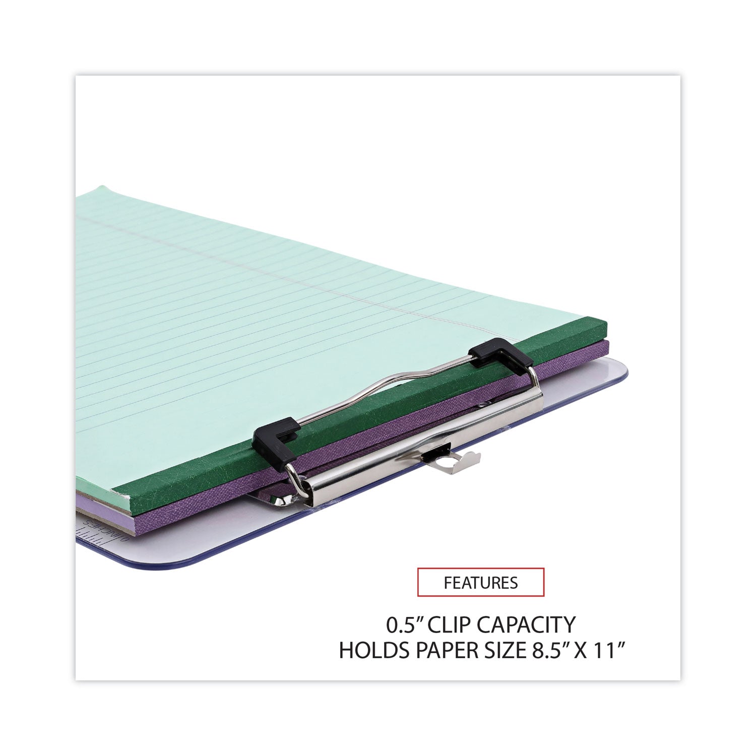 Universal® Plastic Clipboard with Low Profile Clip, 0.5" Clip Capacity, Holds 8.5 x 11 Sheets, Clear