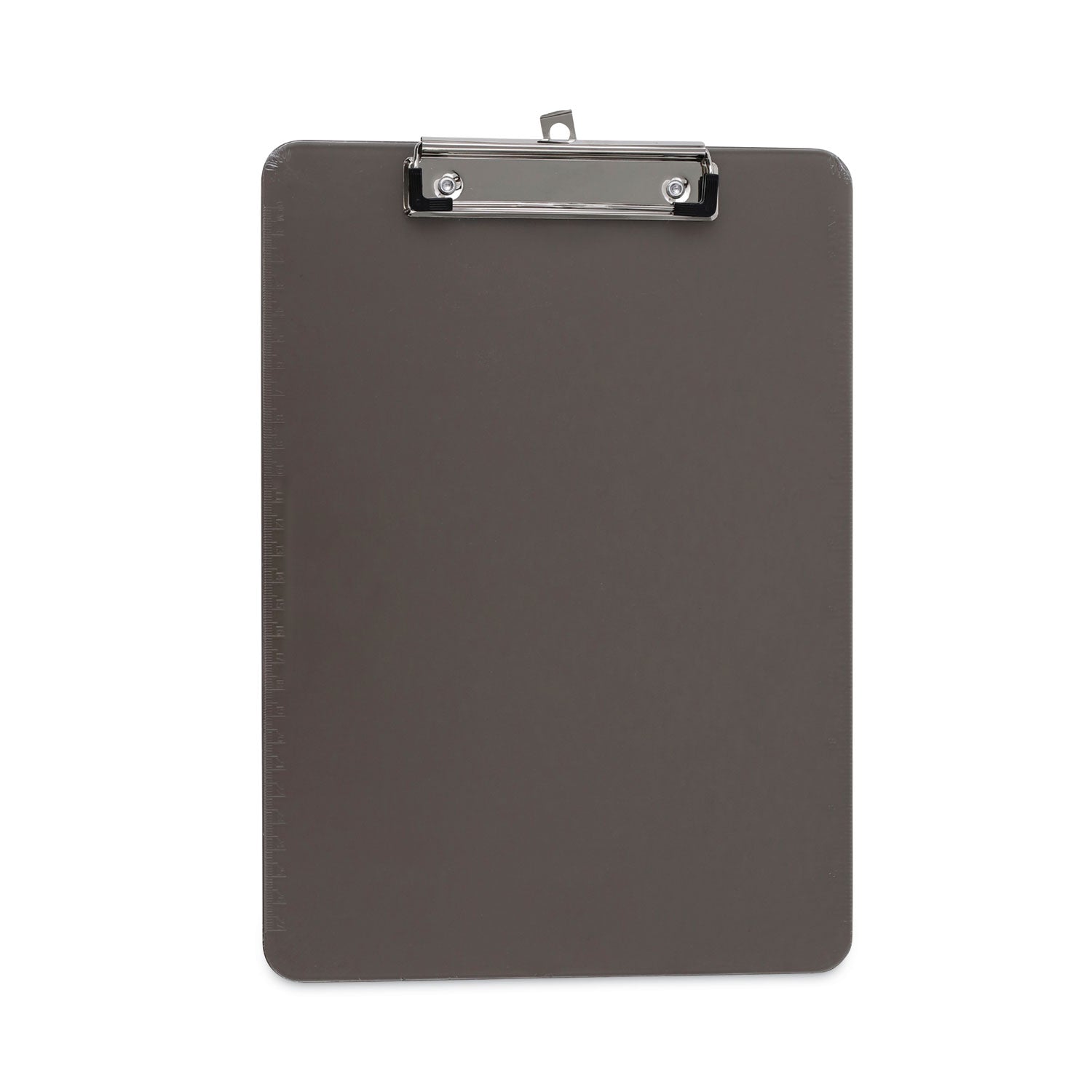 Plastic Clipboard with Low Profile Clip, 0.5" Clip Capacity, Holds 8.5 x 11 Sheets, Translucent Black