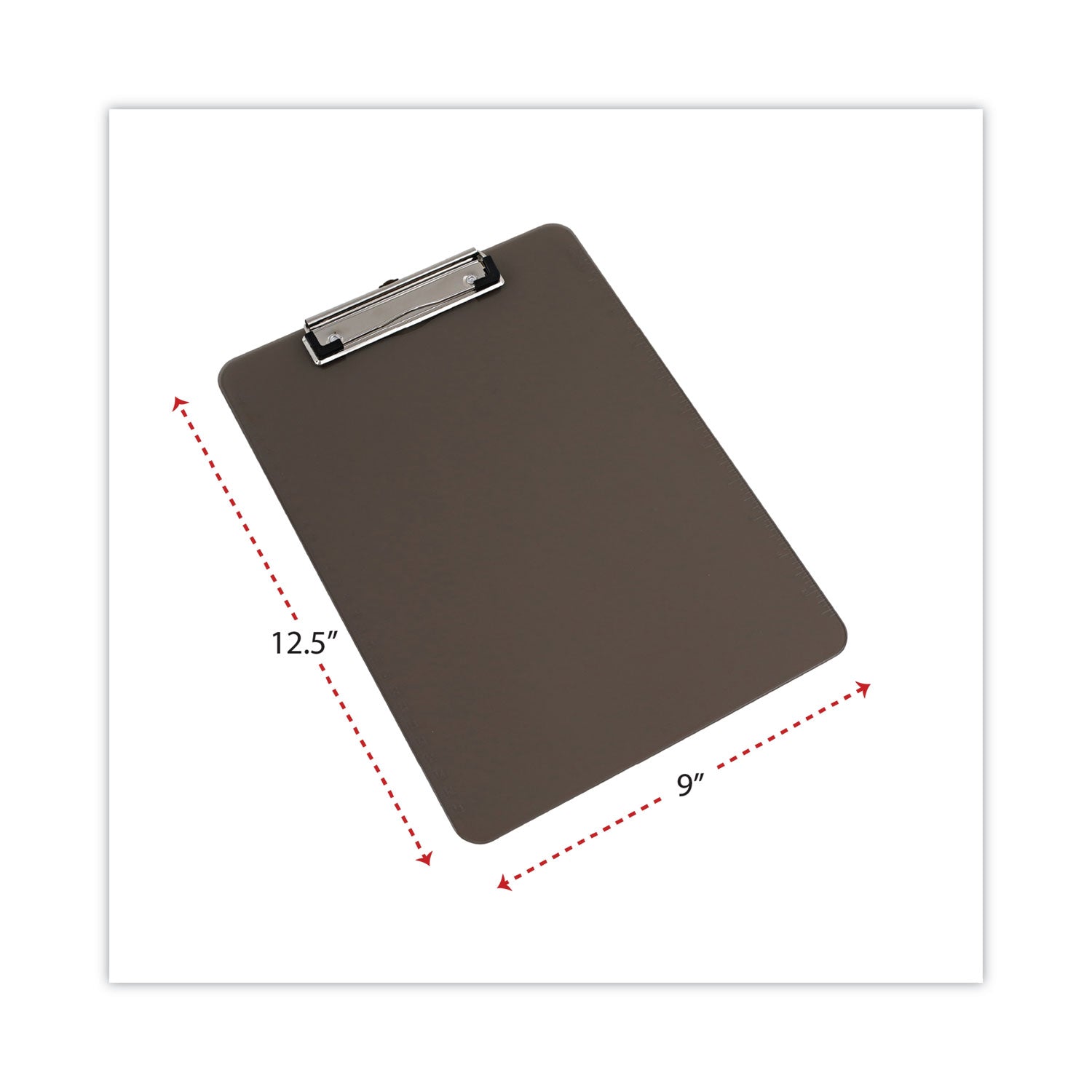 Universal® Plastic Clipboard with Low Profile Clip, 0.5" Clip Capacity, Holds 8.5 x 11 Sheets, Translucent Black