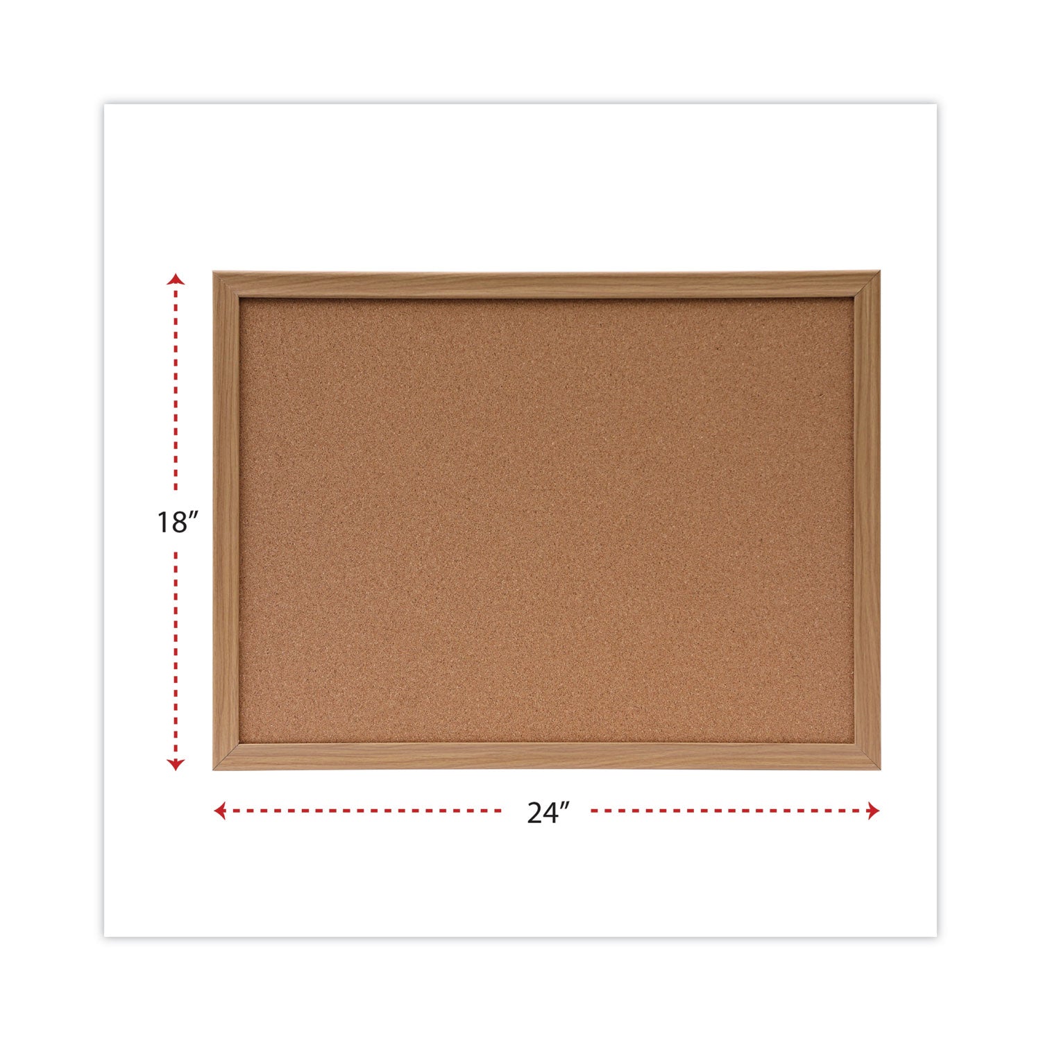 Universal® Cork Board with Oak Style Frame, 24 x 18, Tan Surface