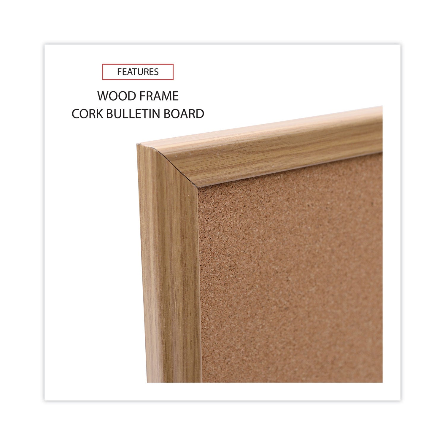 Universal® Cork Board with Oak Style Frame, 24 x 18, Tan Surface