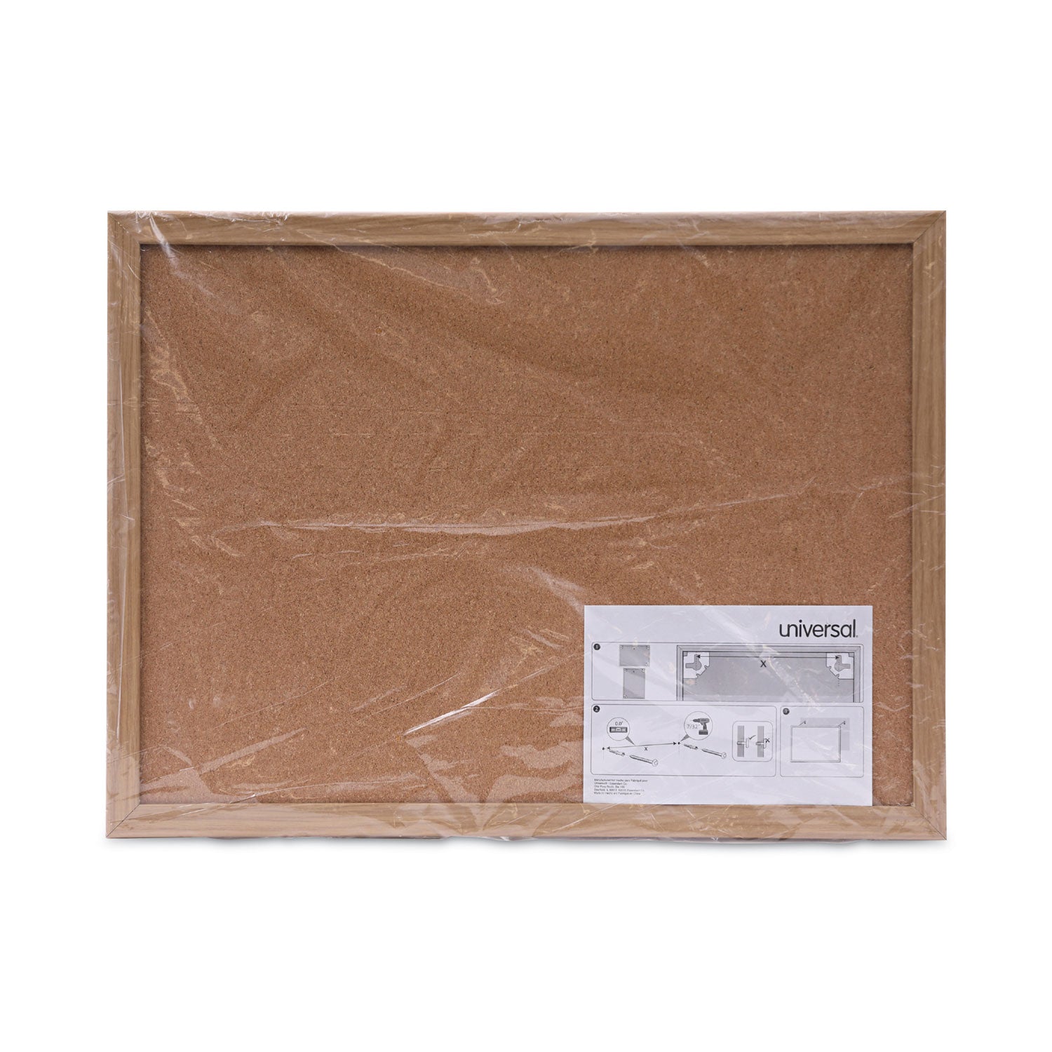 Universal® Cork Board with Oak Style Frame, 24 x 18, Tan Surface