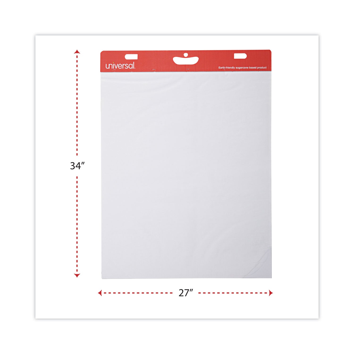 Universal® Renewable Resource Sugarcane Based Easel Pads, Unruled, 27 x 34, White, 50 Sheets, 2/Carton